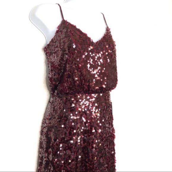 NWT WAYF Sequin Evening Gown Maroon Sparkle - Picture 6 of 10
